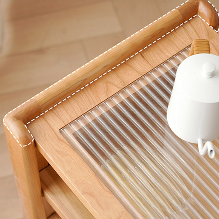 チェリー材&強化ガラス使用の高級センターテーブル|モダンでスタイリッシュなデザイン fyx-878