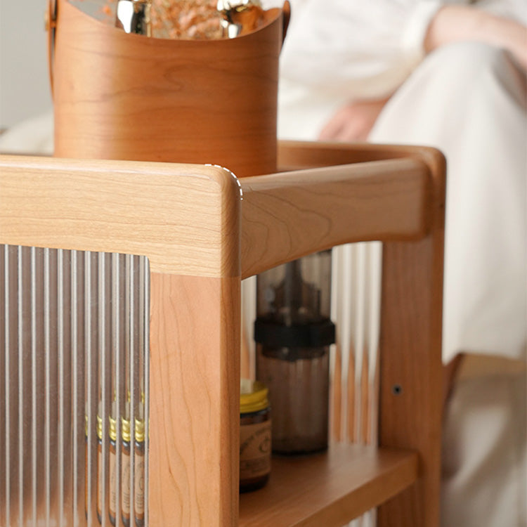 チェリー材&強化ガラス使用の高級センターテーブル|モダンでスタイリッシュなデザイン fyx-878