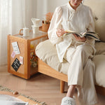 チェリー材&強化ガラス使用の高級センターテーブル|モダンでスタイリッシュなデザイン fyx-878