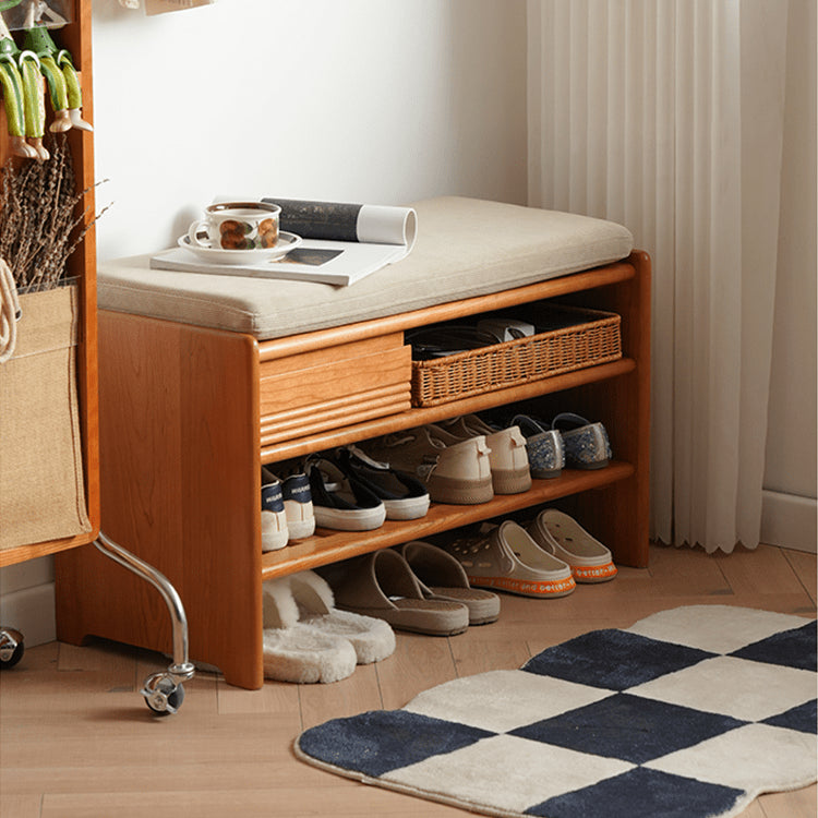 チェリー材&コーデュロイ キャビネット|高級感あふれる収納家具 fyx-899