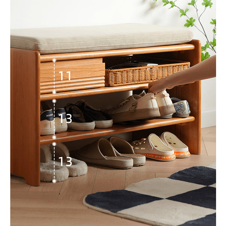 チェリー材&コーデュロイ キャビネット|高級感あふれる収納家具 fyx-899