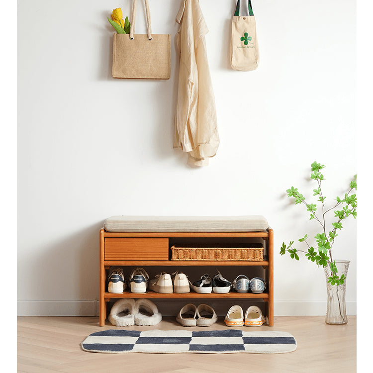 チェリー材&コーデュロイ キャビネット|高級感あふれる収納家具 fyx-899