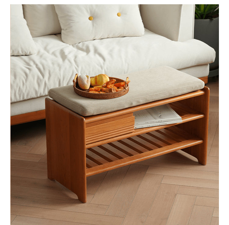 チェリー材&コーデュロイ キャビネット|高級感あふれる収納家具 fyx-899