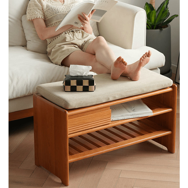 チェリー材&コーデュロイ キャビネット|高級感あふれる収納家具 fyx-899