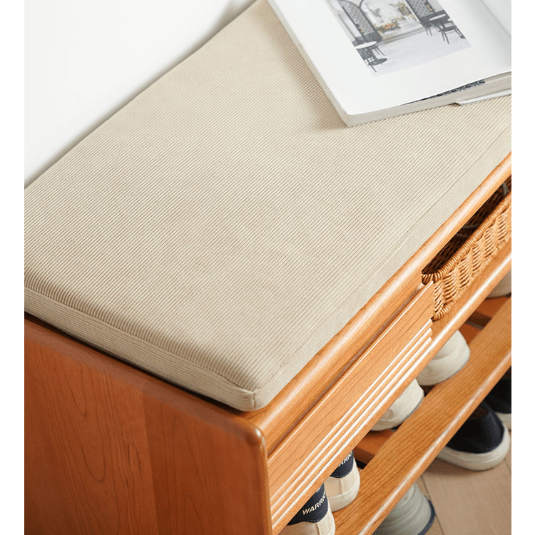 チェリー材&コーデュロイ キャビネット|高級感あふれる収納家具 fyx-899