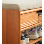 チェリー材&コーデュロイ キャビネット|高級感あふれる収納家具 fyx-899