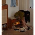 チェリー材&コーデュロイ キャビネット|高級感あふれる収納家具 fyx-899