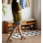 チェリー材&コーデュロイ キャビネット|高級感あふれる収納家具 fyx-899