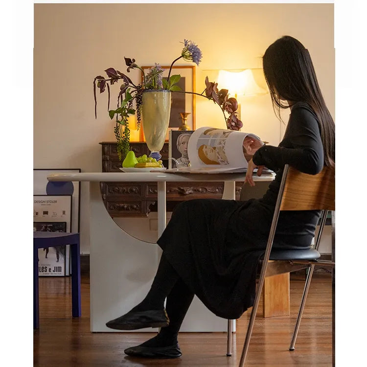 テーブル ホワイト ブラック カラー1 多層板 石材天板 fzy-3325