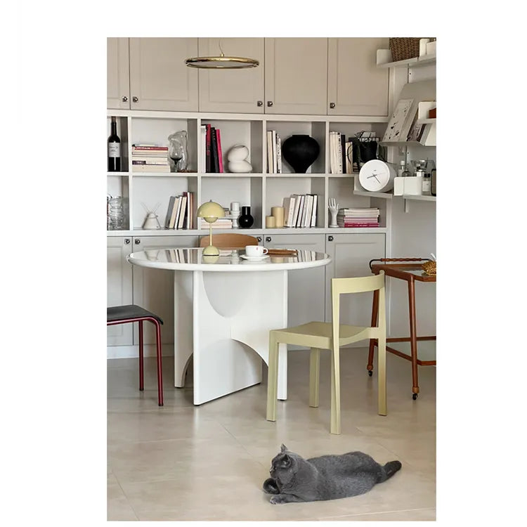 テーブル ホワイト ブラック カラー1 多層板 石材天板 fzy-3325