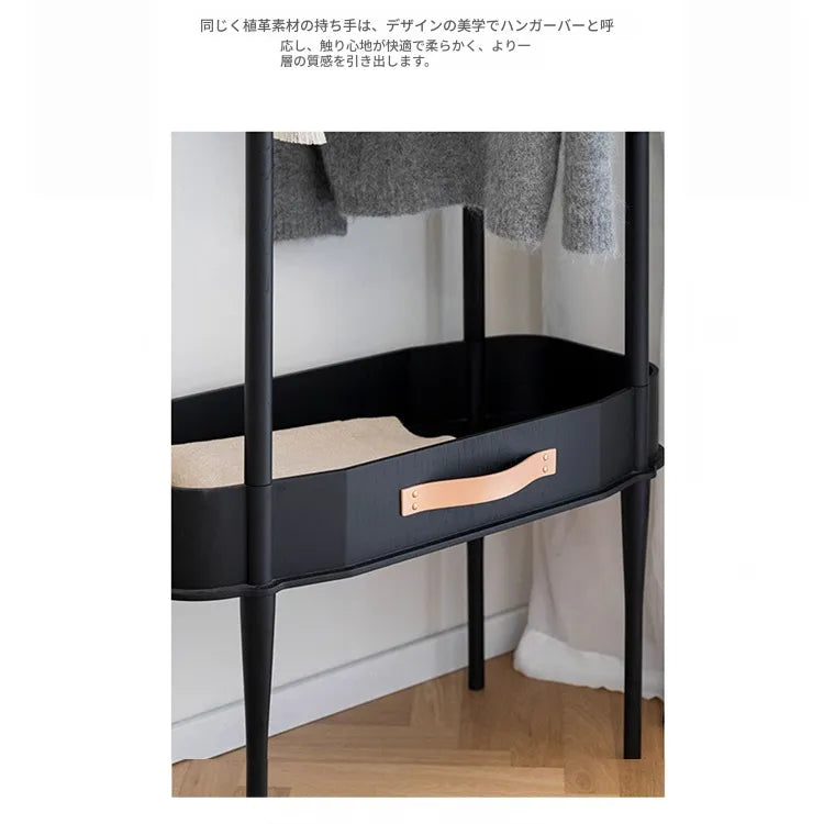 ハンガー ブラック ナチュラル オーク 多層板 無垢材 銅 本革 fzy-3332