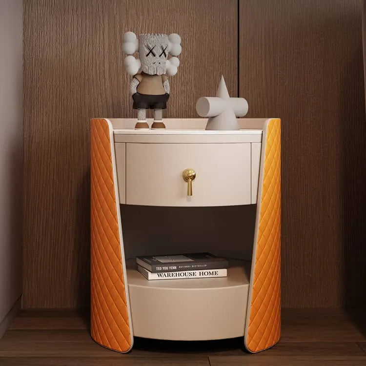 高級感漂うナイトテーブル|無垢材&セラミック&PUレザー使用 fzyhs-2743