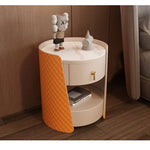 高級感漂うナイトテーブル|無垢材&セラミック&PUレザー使用 fzyhs-2743