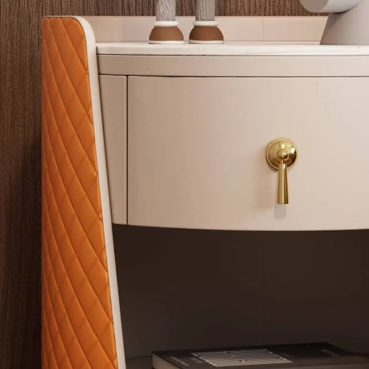 高級感漂うナイトテーブル|無垢材&セラミック&PUレザー使用 fzyhs-2743