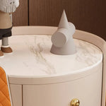 高級感漂うナイトテーブル|無垢材&セラミック&PUレザー使用 fzyhs-2743