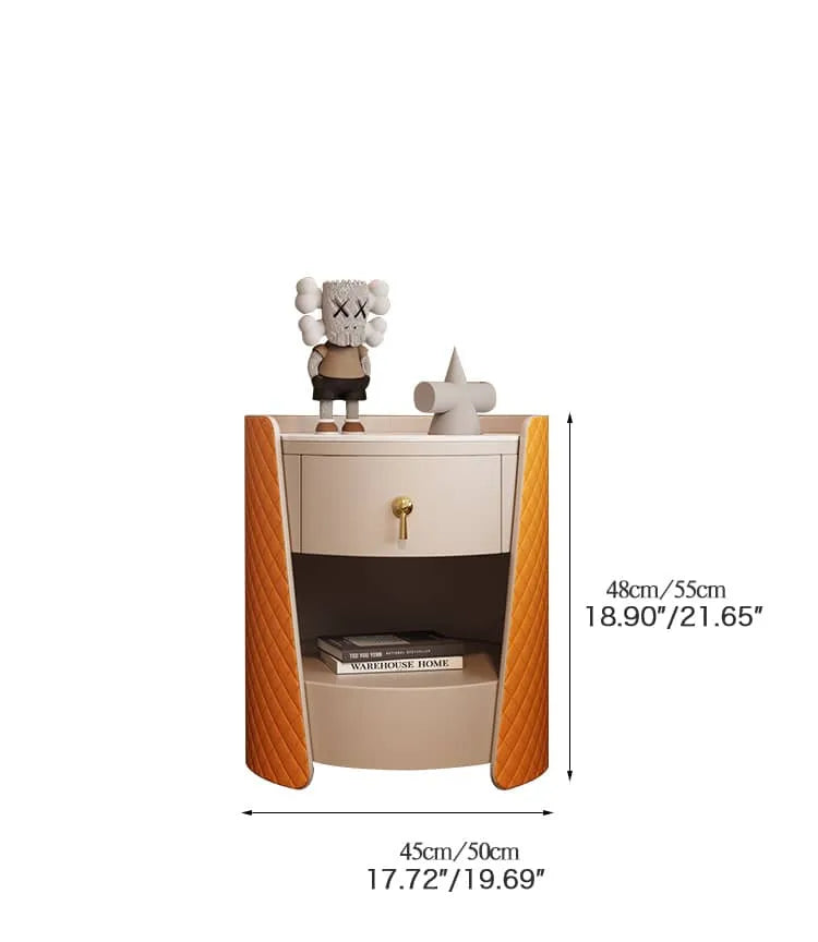 高級感漂うナイトテーブル|無垢材&セラミック&PUレザー使用 fzyhs-2743