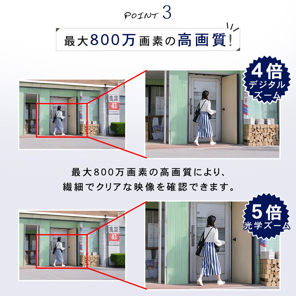 ドーム型カメラ屋外対応最大800万画素赤外線搭載カメラ S-GB206