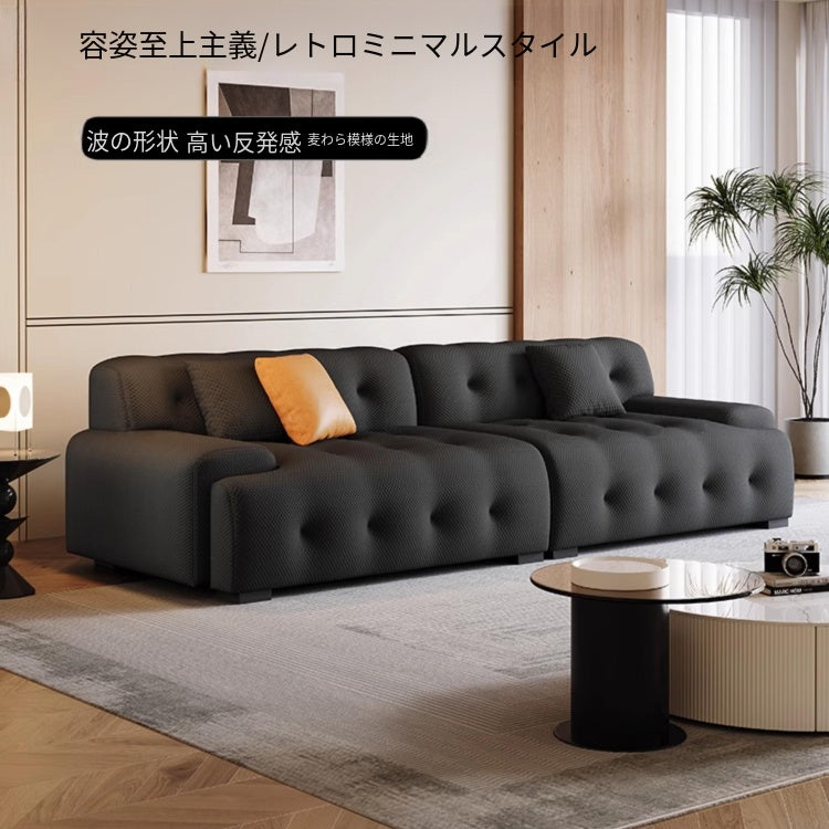 直線型 ファブリックソファ ブラック|イタリアンミニマル 寝室向け リビング対応 ggjj-0226-71