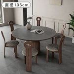 フレンチヴィンテージ実木ダイニングテーブル ウォールナット色 ラウンド型 セラミック天板円形テーブルhagst-1823