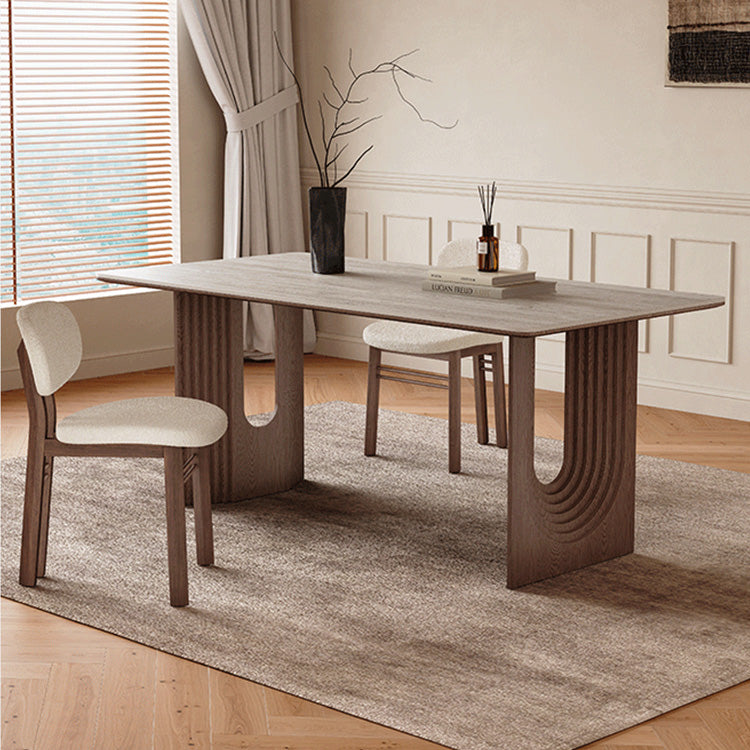 無垢材長方形ダイニングテーブル ウォールナット色 セラミック天板 モダンシンプルデザイン hagst-3419