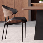 無垢材ダイニングチェア レザー座面 モダンラグジュアリー ヴィンテージ調デザイン hagst-3423