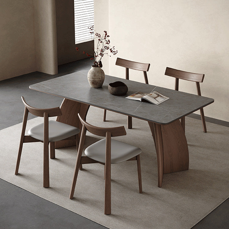 無垢材セラミック天板ダイニングテーブル 長方形 マット仕上げ イタリアンミニマルデザイン モダンシンプル hagst-5354