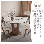 無垢材ラウンドダイニングテーブル ビンテージスタイル ピュアホワイトセラミック天板 中空脚デザイン hagst-5509