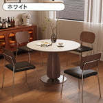 モダンシンプル実木ラウンドダイニングテーブル 胡桃色 ブラックセラミック天板 スターフルーツデザイン脚 商談用 hagst-5517