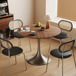 フレンチスタイル 実木ラウンドダイニングテーブル チューリップデザイン 北欧ヴィンテージ 木質天板 メタル砂時計脚 hagst-5525