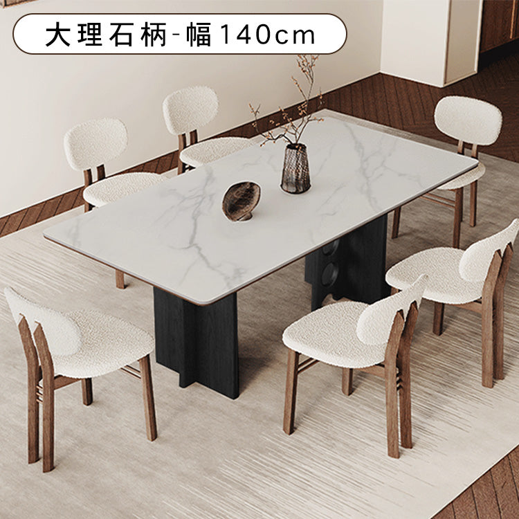 モダンセラミック天板ダイニングテーブル長方形ブラック実木リング透かし脚デザイン hagst-5530