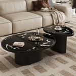 イタリアンミニマルマイクロクリスタルストーンコーヒーテーブルセット創意ラウンドブラックデザイン hagst-5532