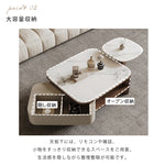 イタリアンラグジュアリーホワイトマイクロクリスタルストーンスクエアコーヒーテーブル回転式収納付き大小セット hagst-5533