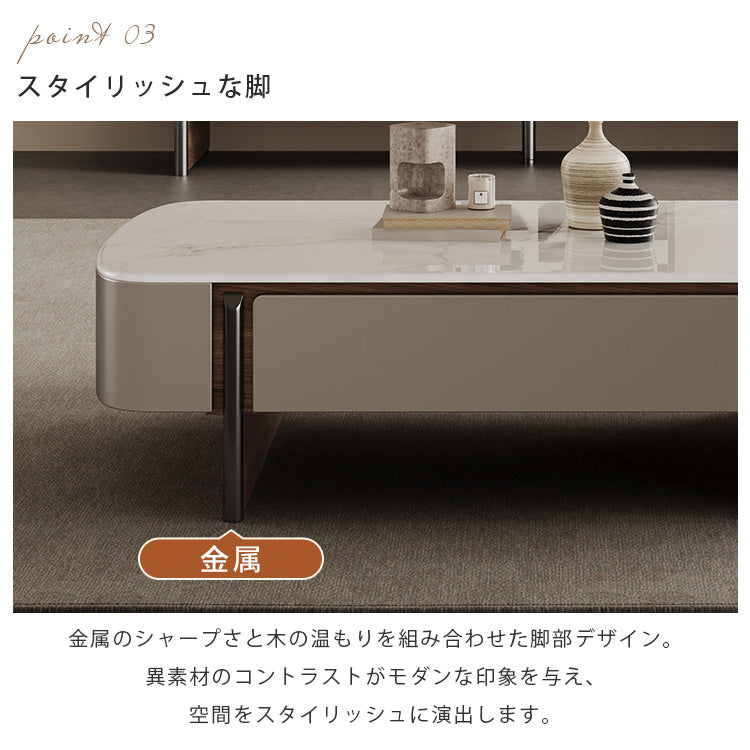 イタリアンミニマルモダンマイクロクリスタルストーン長方形コーヒーテーブル収納大引き出しカーキ色 hagst-5537