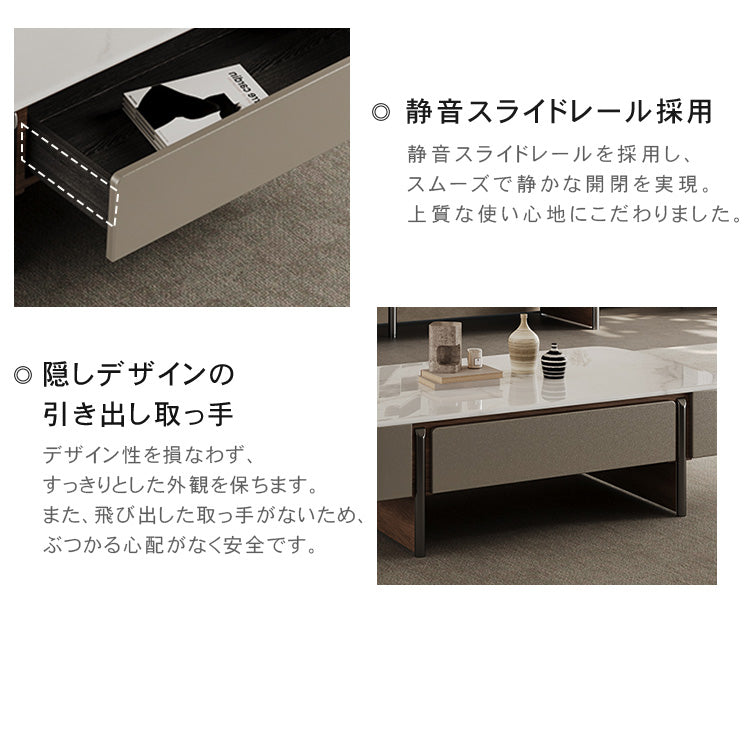 イタリアンミニマルモダンマイクロクリスタルストーン長方形コーヒーテーブル収納大引き出しカーキ色 hagst-5537