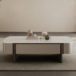 イタリアンミニマルモダンマイクロクリスタルストーン長方形コーヒーテーブル収納大引き出しカーキ色 hagst-5537