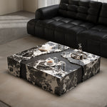 ブラックホワイト大理石調スクエアコーヒーテーブルイタリアンミニマルモダンリビングラグジュアリー hagst-5540