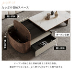 マイクロクリスタルストーン木目調ツートン伸縮収納付きスクエアコーヒーテーブルモダンリビング hagst-5543