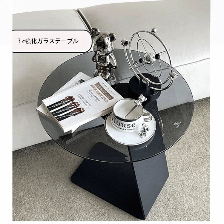 センターテーブル 強化ガラス&アルミニウム合金製 モダンデザイン おしゃれリビングテーブル hakt-5148