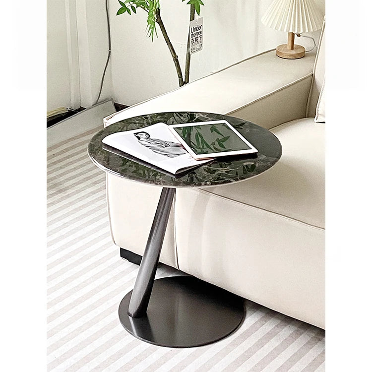 ステンレス製センターテーブル 石目強化ガラス 天然の美しさを引き立てるおしゃれなサイドテーブル hakt-5150