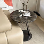 ステンレス製センターテーブル 石目強化ガラス 天然の美しさを引き立てるおしゃれなサイドテーブル hakt-5150