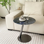 ステンレス製センターテーブル 石目強化ガラス 天然の美しさを引き立てるおしゃれなサイドテーブル hakt-5150