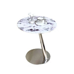 ステンレス製センターテーブル 石目強化ガラス 天然の美しさを引き立てるおしゃれなサイドテーブル hakt-5150