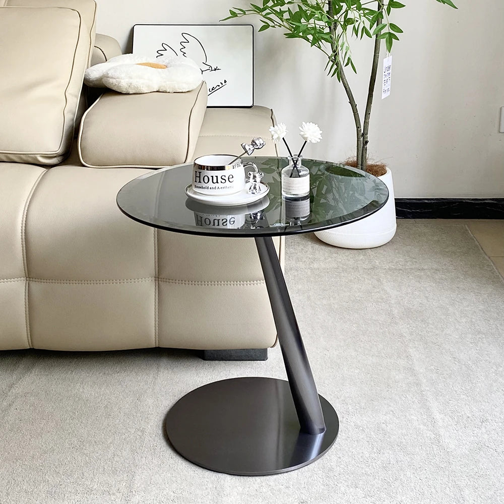 ステンレス製センターテーブル 石目強化ガラス 天然の美しさを引き立てるおしゃれなサイドテーブル hakt-5150