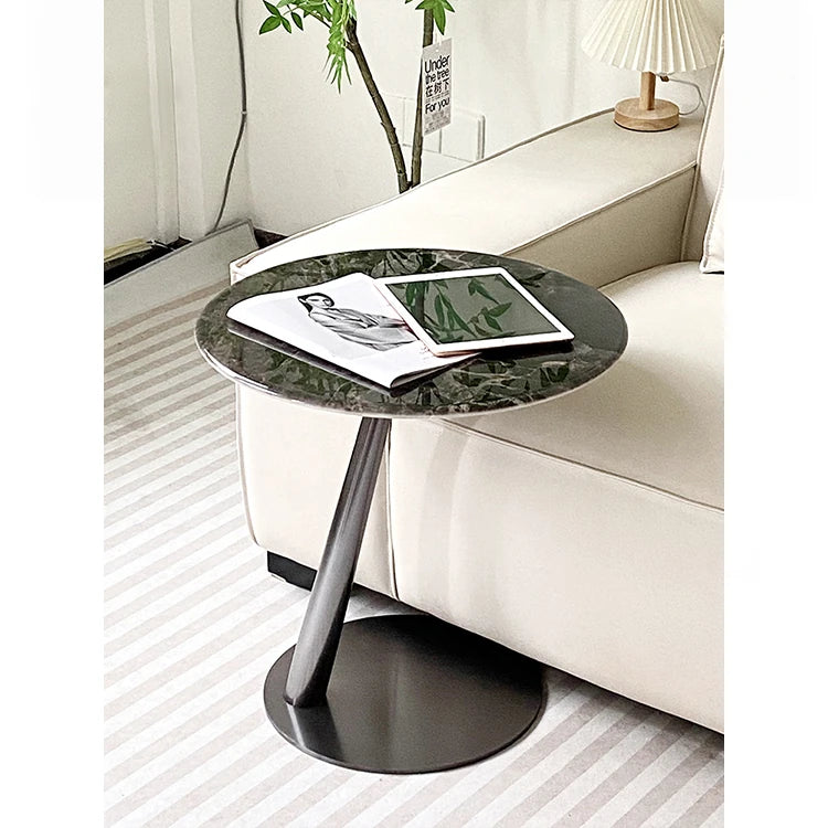 ステンレス製センターテーブル 石目強化ガラス 天然の美しさを引き立てるおしゃれなサイドテーブル hakt-5150