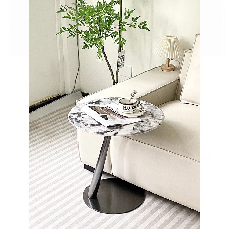 ステンレス製センターテーブル 石目強化ガラス 天然の美しさを引き立てるおしゃれなサイドテーブル hakt-5150