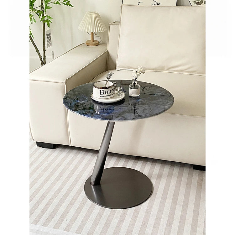 ステンレス製センターテーブル 石目強化ガラス 天然の美しさを引き立てるおしゃれなサイドテーブル hakt-5150