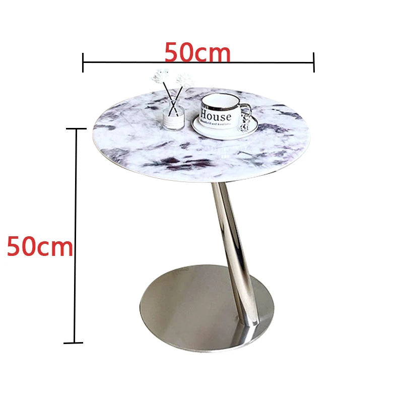 ステンレス製センターテーブル 石目強化ガラス 天然の美しさを引き立てるおしゃれなサイドテーブル hakt-5150