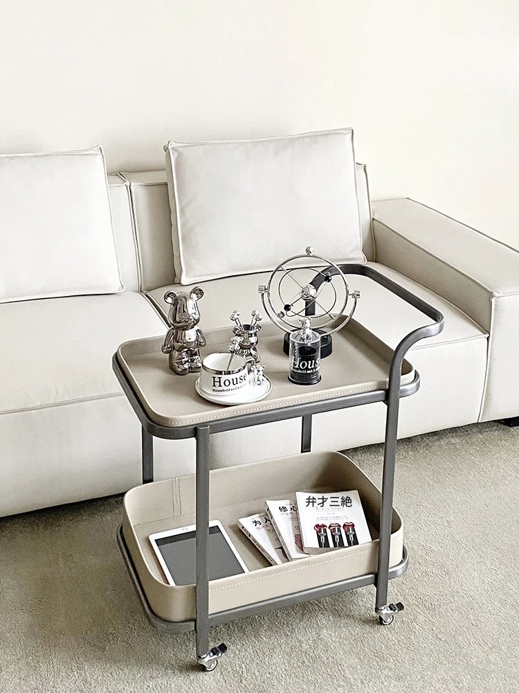 センターテーブル 合成皮革×ステンレス おしゃれな移動式デザイン 収納力抜群 インテリアに最適! hakt-5152