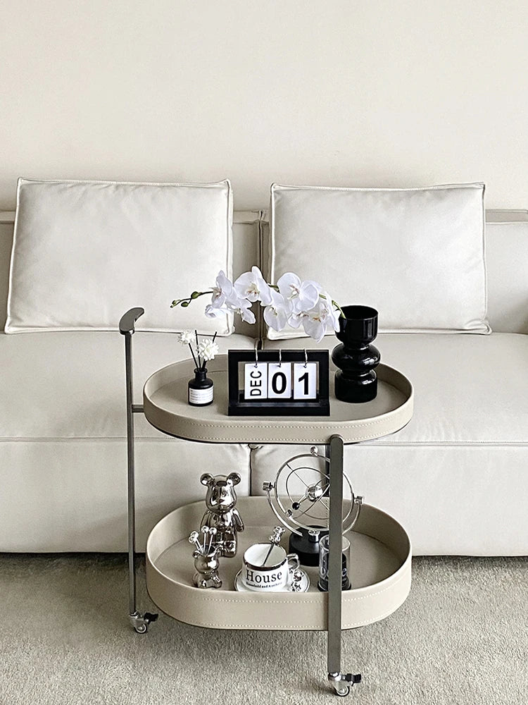 センターテーブル 合成皮革×ステンレス おしゃれな移動式デザイン 収納力抜群 インテリアに最適! hakt-5152