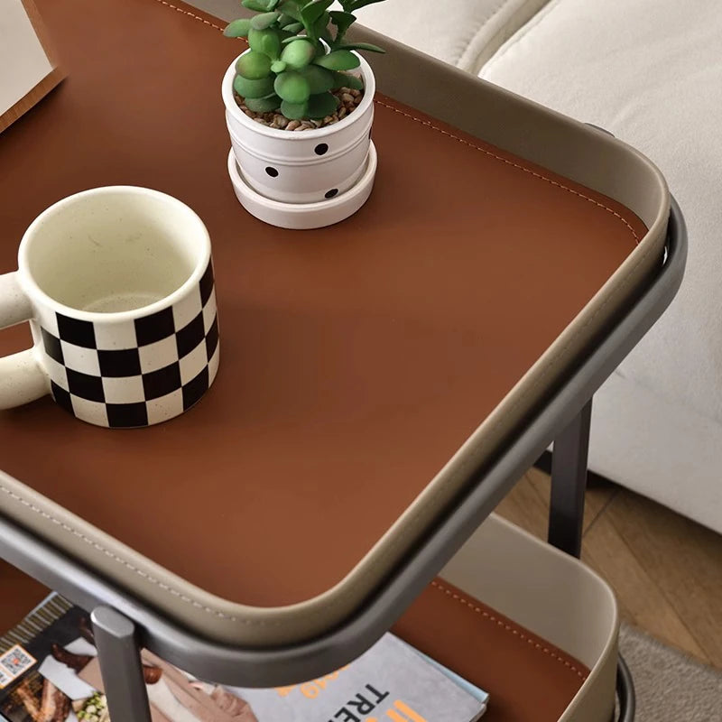 センターテーブル 合成皮革×ステンレス おしゃれな移動式デザイン 収納力抜群 インテリアに最適! hakt-5152